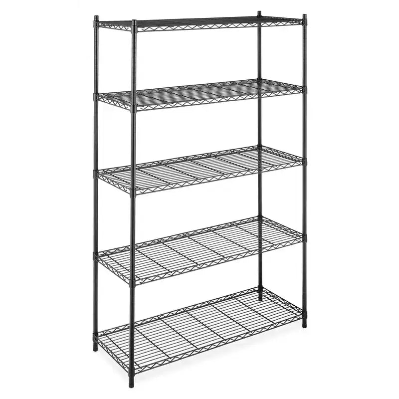 Whitmor 5 Tier Supreme Shelving Black: Steel Frame Shoe Rack, Holds 30 Pairs, Freestanding Storage, 74" Height