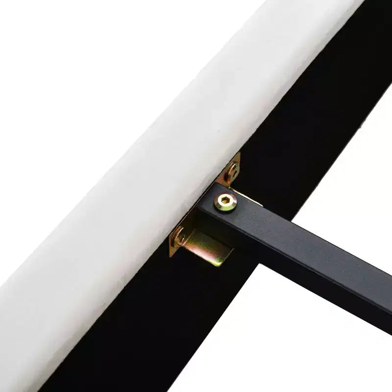 Letto a piattaforma imbottito queen size con ripiani portaoggetti, doppia presa, porte USB e due cuscini – Velluto Beige