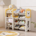 JVNOXK 33.4-inch Multi-Functional Children's Storage Rack, 4 tiers with 8 removable storage bins, ideal for children's rooms and nurseries, white