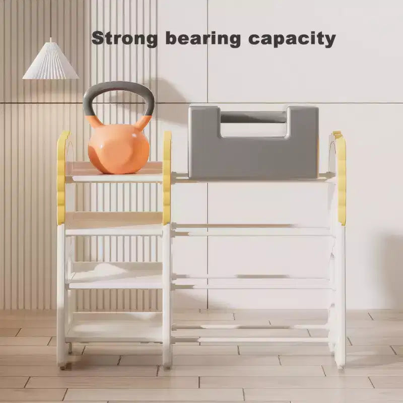 Organizzatore per giocattoli per bambini con 8 contenitori rimovibili, libreria a 4 livelli, bianco