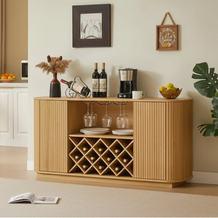 58 Modern Sideboard Buffet Cabinet, Coffee Bar Storage Cabinet with Adjustable Shelves, Bar Cabinet for Kitchen or Dining Room-Panipeachy