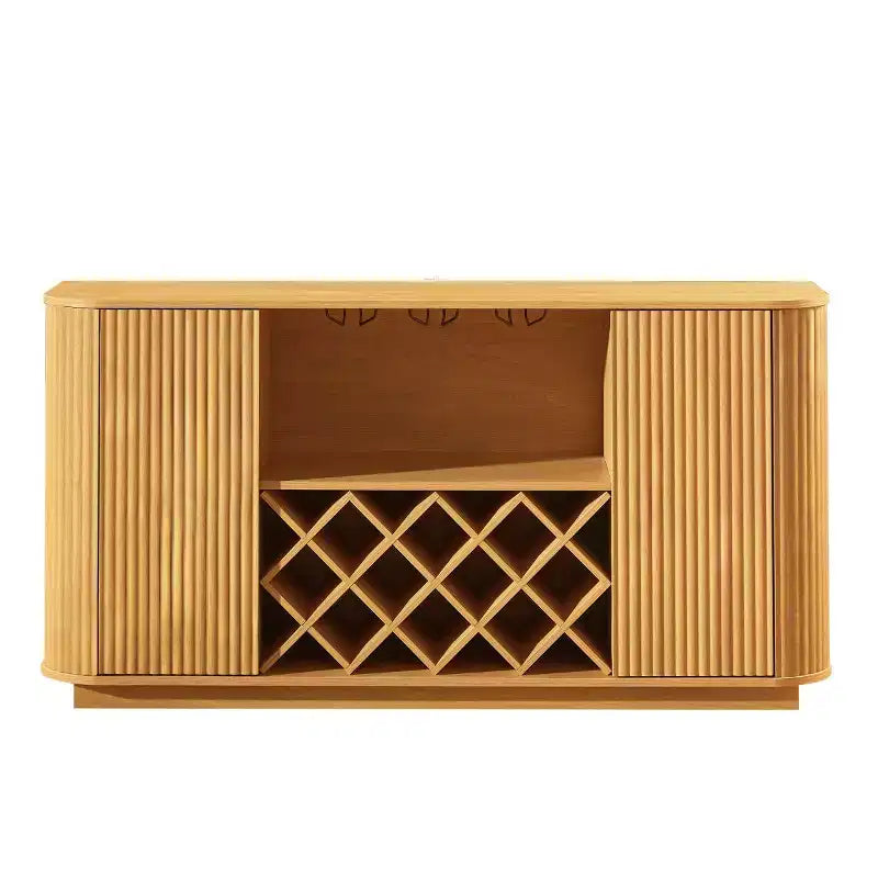 Mobile credenza a buffet moderno da 58" con ripiani regolabili, mobile contenitore con frontale ondulato per cucina o sala da pranzo