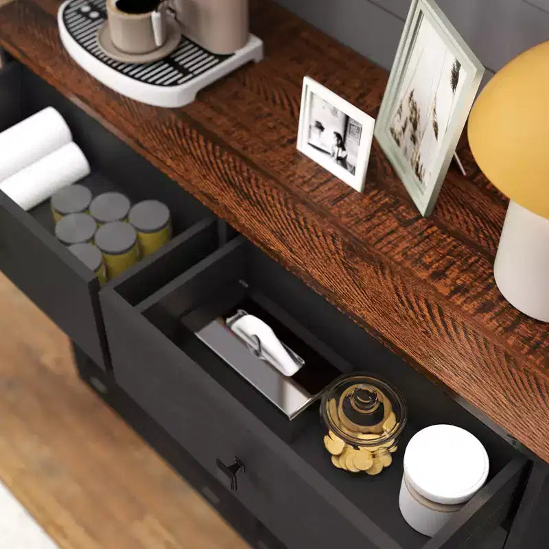 Pattumiera Doppia Inclinabile in Stile Rustico con Cassetti – Mobile Contenitore per Cucina, Camera da Letto e Sala da Pranzo