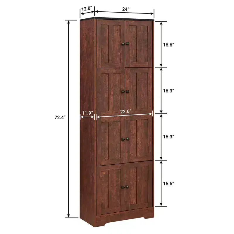 Mobiletto pensile alto con 8 ante e 4 ripiani, organizer autoportante per camera da letto, ingresso e soggiorno