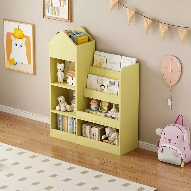 Libreria per bambini con organizer portaoggetti – 6 scomparti e 2 cesti