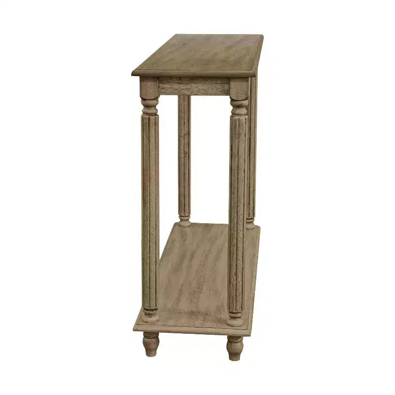 Tavolino Consolle in Legno a 2 Ripiani Stile Rustico 90 cm L x 30 cm P x 76,5 cm A
