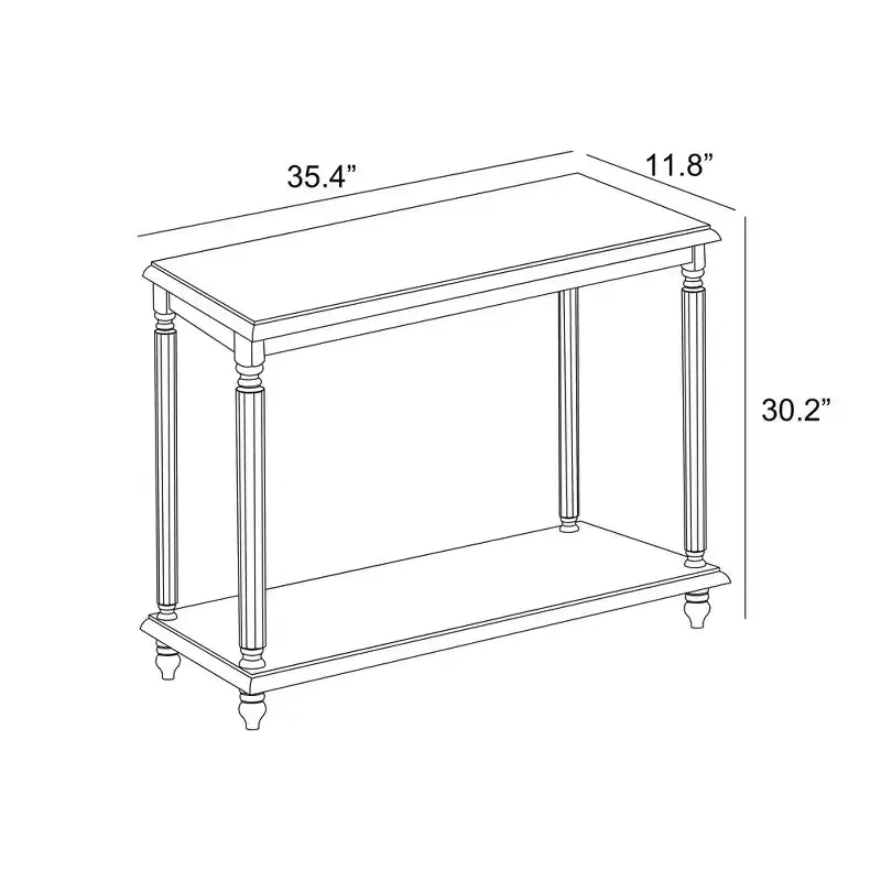 Tavolino Consolle in Legno a 2 Ripiani Stile Rustico 90 cm L x 30 cm P x 76,5 cm A