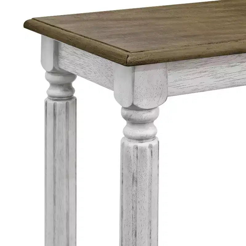 Tavolino Consolle in Legno a 2 Ripiani Stile Rustico 90 cm L x 30 cm P x 76,5 cm A