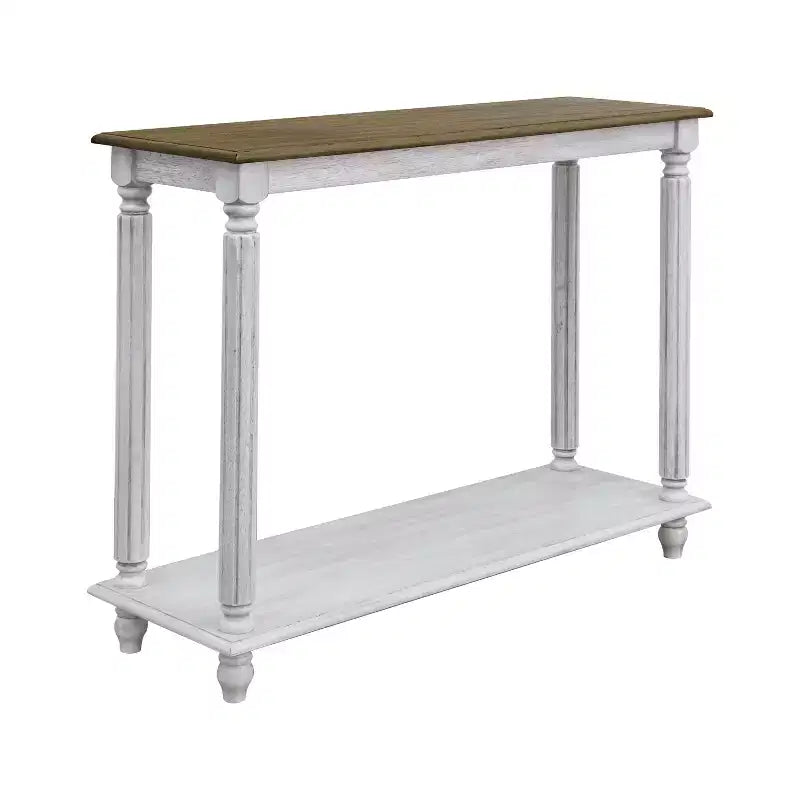 Tavolino Consolle in Legno a 2 Ripiani Stile Rustico 90 cm L x 30 cm P x 76,5 cm A