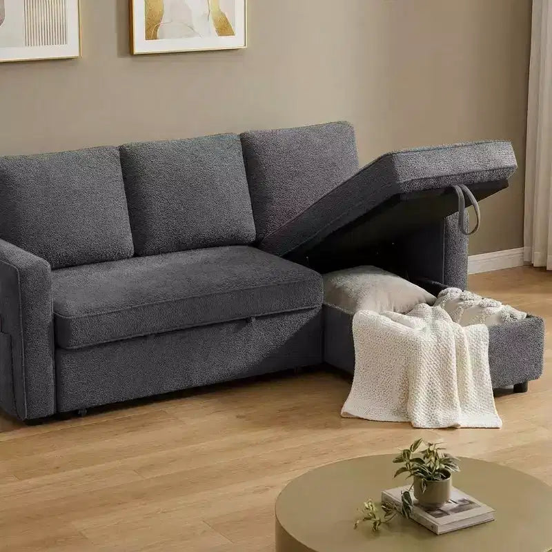 Divano letto a L da 81" con chaise longue reversibile e contenitore
