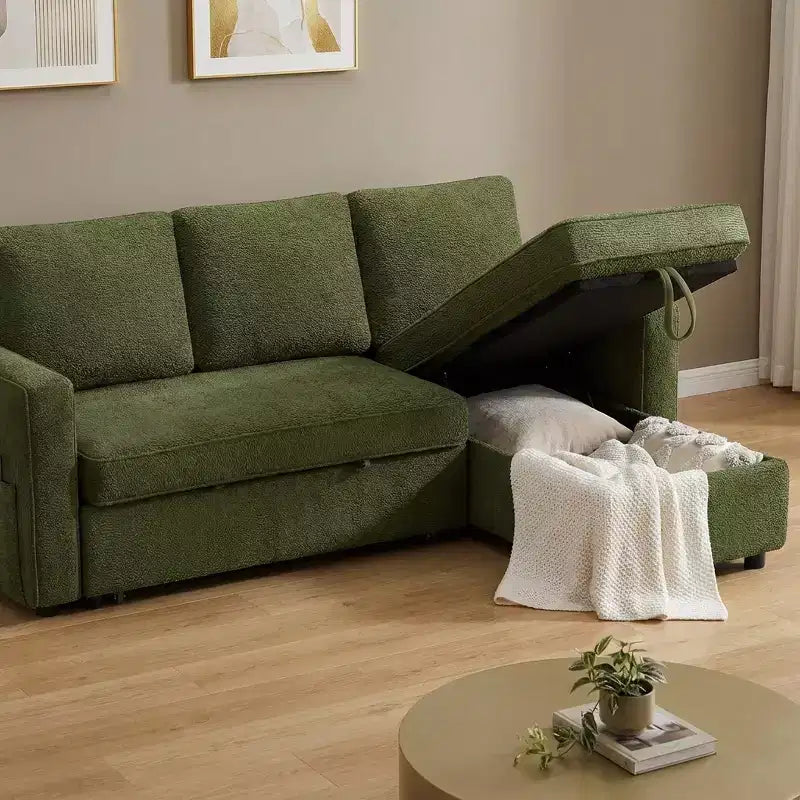 Divano letto a L da 81" con chaise longue reversibile e contenitore