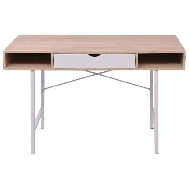 Scrivania con 1 Cassetto – Quercia e Bianco