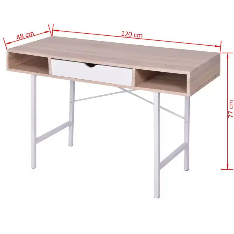 Scrivania con 1 Cassetto – Quercia e Bianco