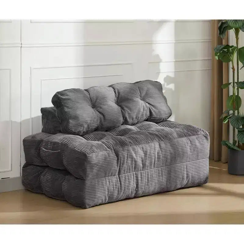 Divano letto pieghevole 3 in 1 con cuscino, Futon da pavimento in velluto a coste, Letto pieghevole in schiuma tritata per soggiorno/camera da letto