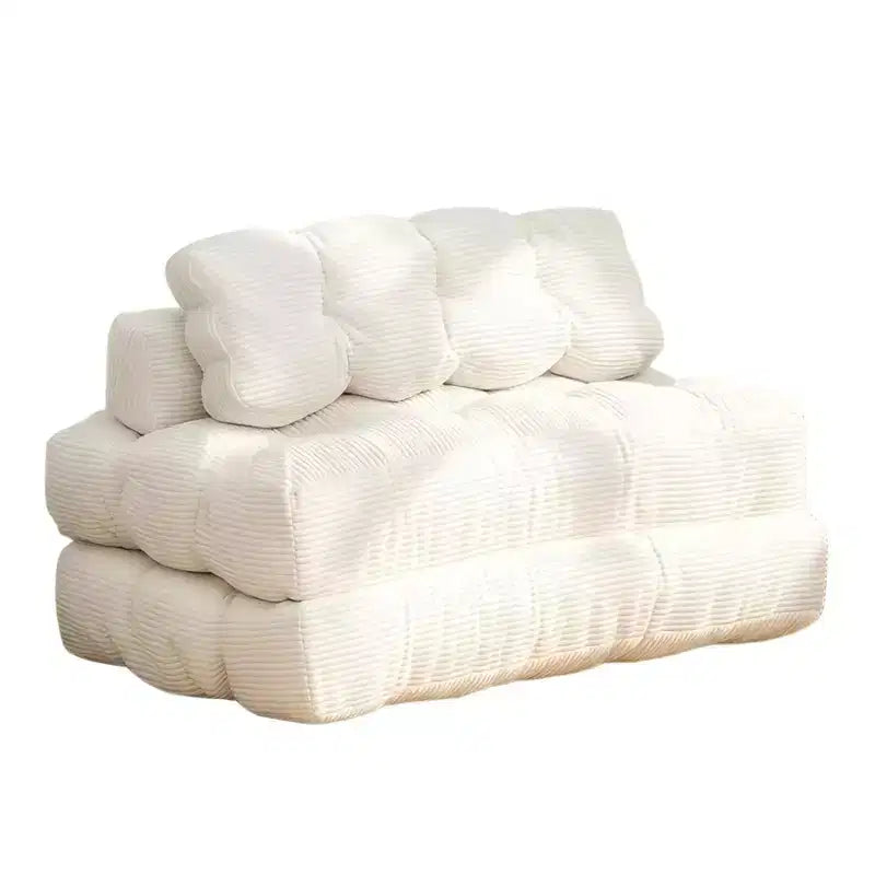 Divano letto pieghevole 3 in 1 con cuscino, Futon da pavimento in velluto a coste, Letto pieghevole in schiuma tritata per soggiorno/camera da letto