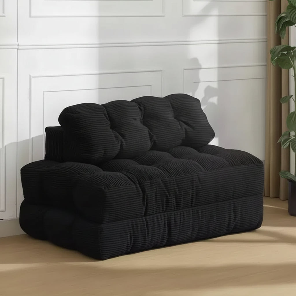 Divano letto pieghevole 3 in 1 con cuscino, Futon da pavimento in velluto a coste, Letto pieghevole in schiuma tritata per soggiorno/camera da letto