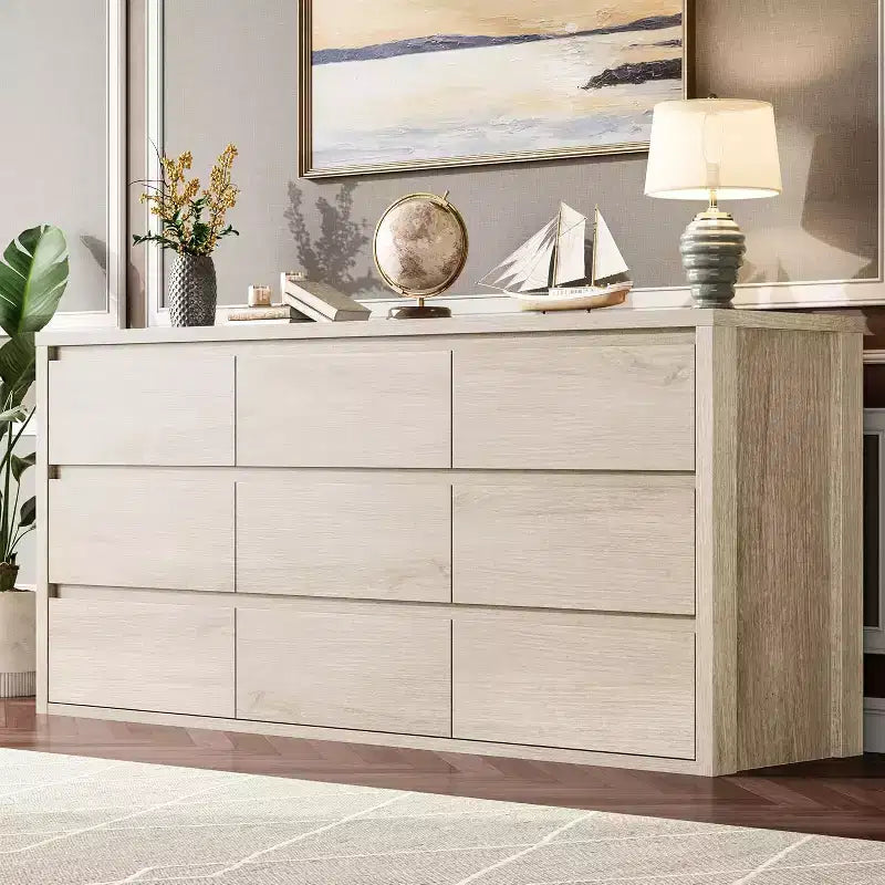 Comò a 9 cassetti con ampio spazio di archiviazione – Legno, Nero o Bianco