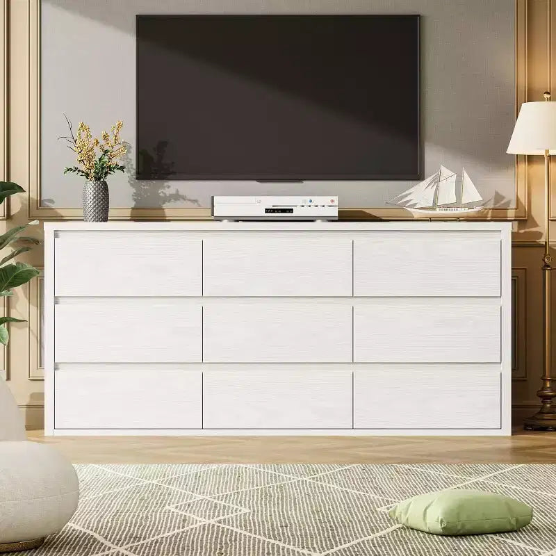 Comò a 9 cassetti con ampio spazio di archiviazione – Legno, Nero o Bianco