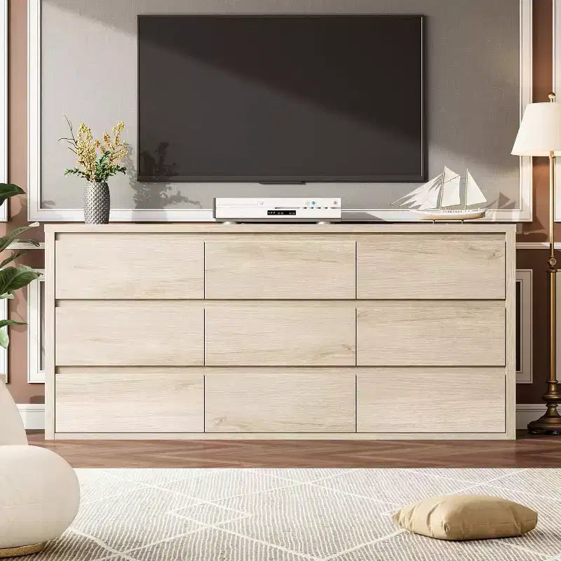 Comò a 9 cassetti con ampio spazio di archiviazione – Legno, Nero o Bianco