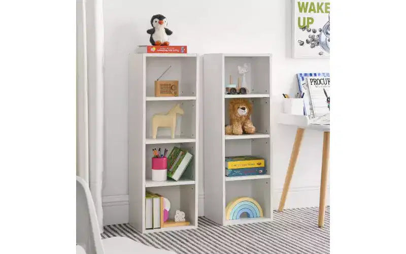 Libreria Alta a 8 Ripiani con Mensole Regolabili – Mobile Contenitore Verticale Stretto