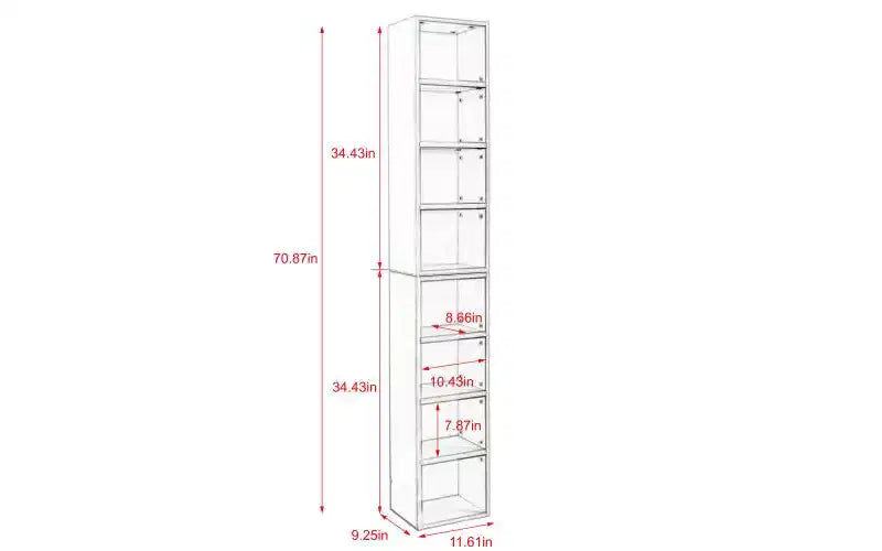 Libreria Alta a 8 Ripiani con Mensole Regolabili – Mobile Contenitore Verticale Stretto