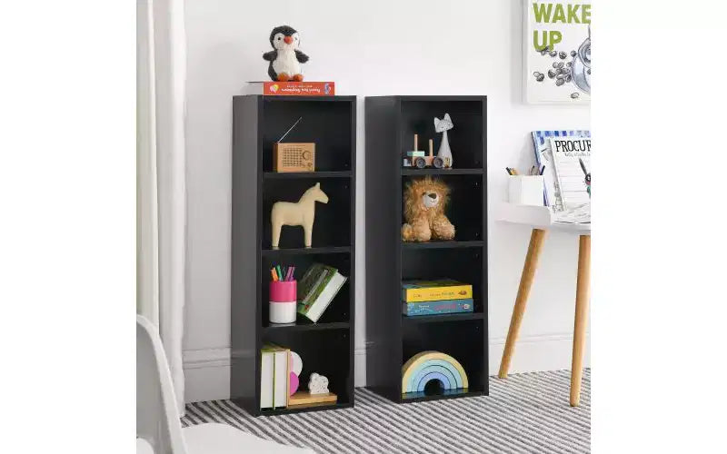 Libreria Alta a 8 Ripiani con Mensole Regolabili – Mobile Contenitore Verticale Stretto