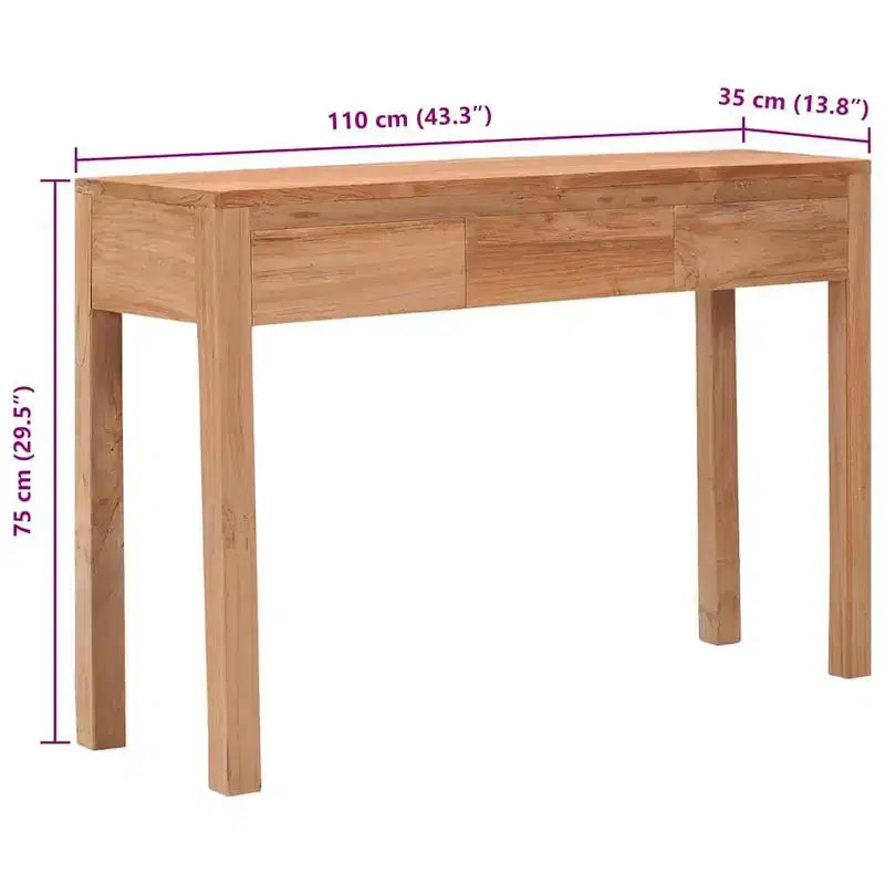 Consolle in legno massello di teak con 3 cassetti