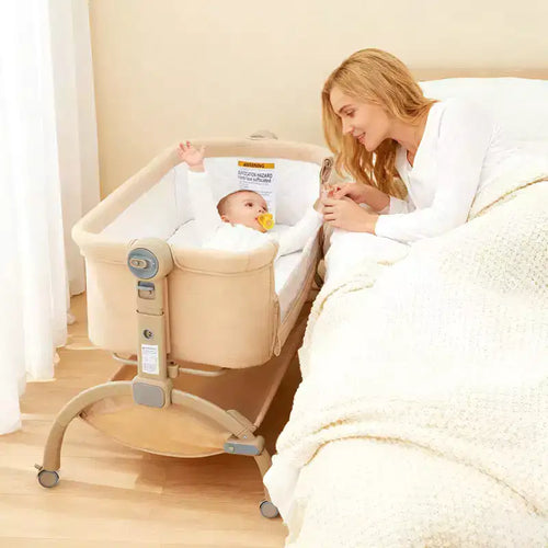 Culla 3 in 1 da comodino con ruote e zanzariera