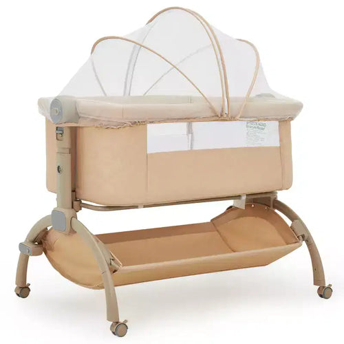 Baby Bassinet, 3-in-1 Adjustable Bedside Sleeper with Wheels & Mosquito Net, Portable Bassinet Bedside Sleeper for Newborn to Toddler, Home Use