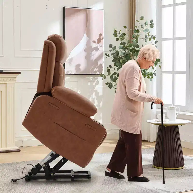 Poltrona reclinabile power lift da 42" con massaggio e calore, doppio portabicchieri e tasche laterali