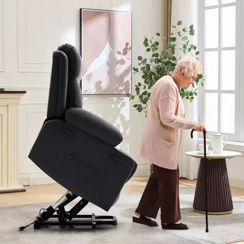 Poltrona reclinabile power lift da 42" con massaggio e calore, doppio portabicchieri e tasche laterali