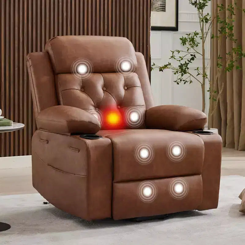 Poltrona reclinabile power lift da 42" con massaggio e calore, doppio portabicchieri e tasche laterali