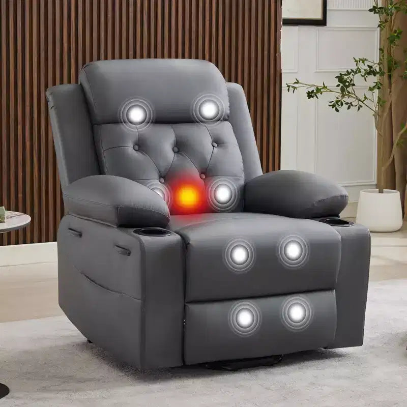 Poltrona reclinabile power lift da 42" con massaggio e calore, doppio portabicchieri e tasche laterali