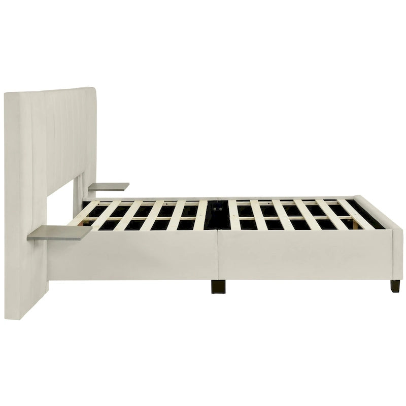 Letto Imbottito in Velluto Queen Size con Testiera Oversize