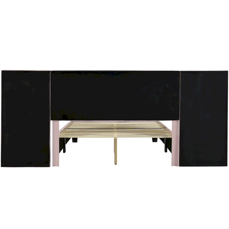 Letto Imbottito in Velluto Queen Size con Testiera Oversize