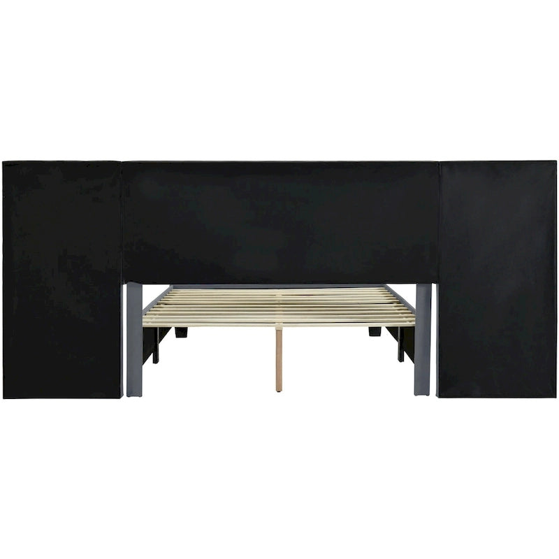 Letto Imbottito in Velluto Queen Size con Testiera Oversize